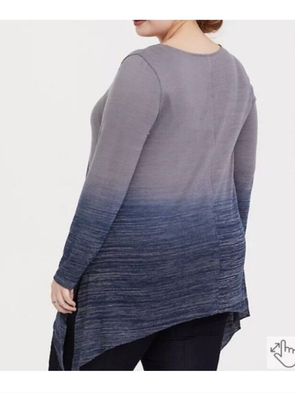 Torrid 3X Gray Blue Ombre Asymetrical Sharkbite Hem Sweater Long Sleeve Knit